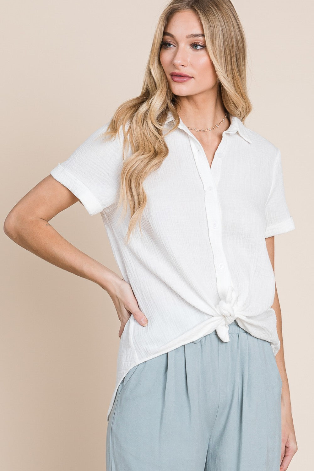 Gauze Button Down