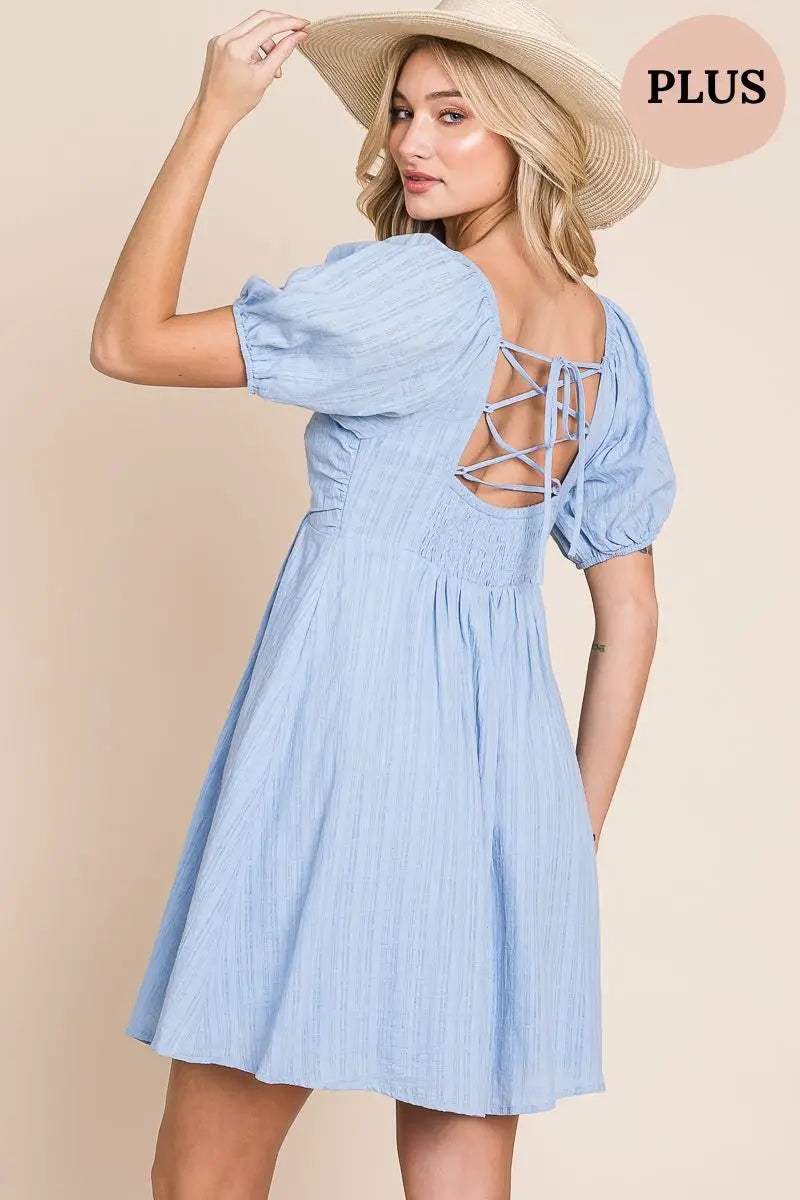 Bubble Sleeved Flare Dress