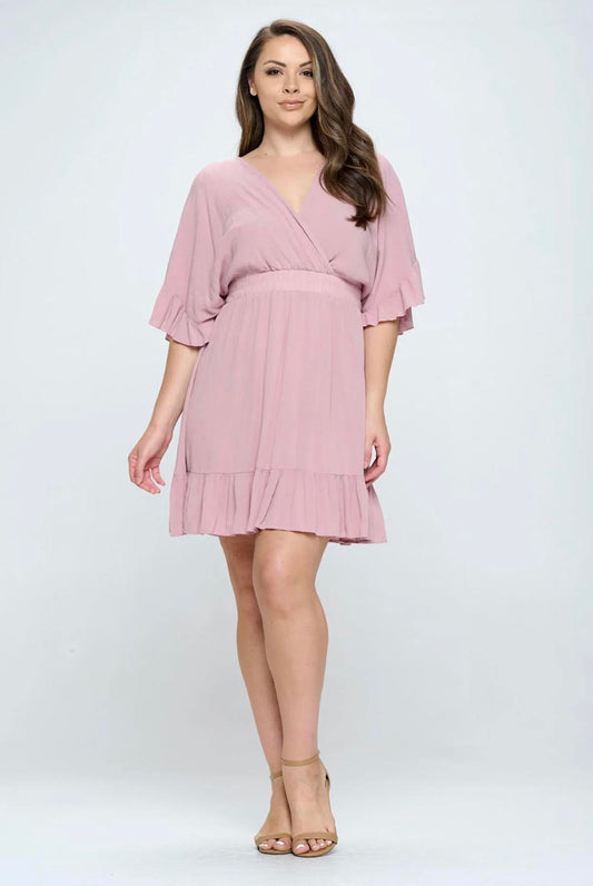 Ruffled Bat Sleeve Dress